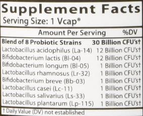 Healthy Origins Probiotic 30 Billion Ingredients