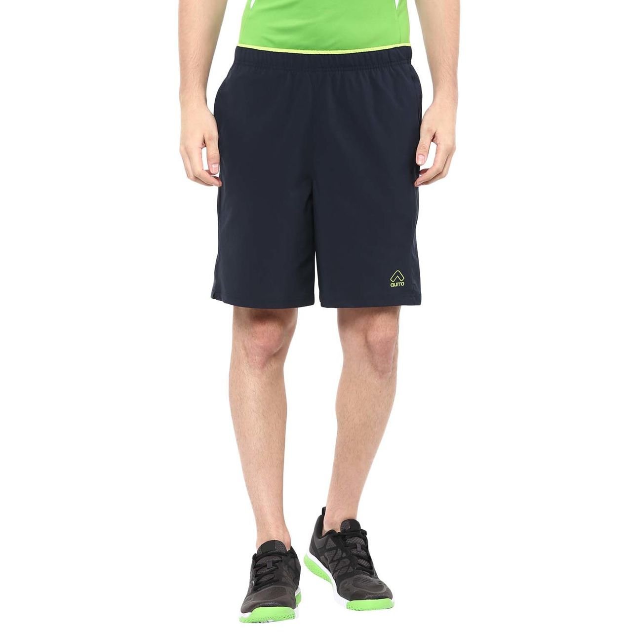 Aurro Sports Navy/Lime Stretch Shorts (Size:- M)