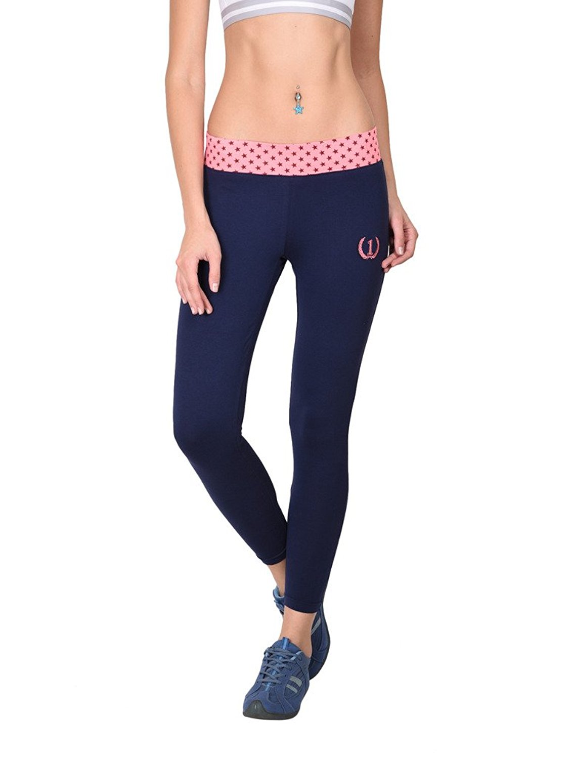 ONESPORT WOMEN'S COTTON SPANDEX JERSEY NAVY + PINK TIGHTS