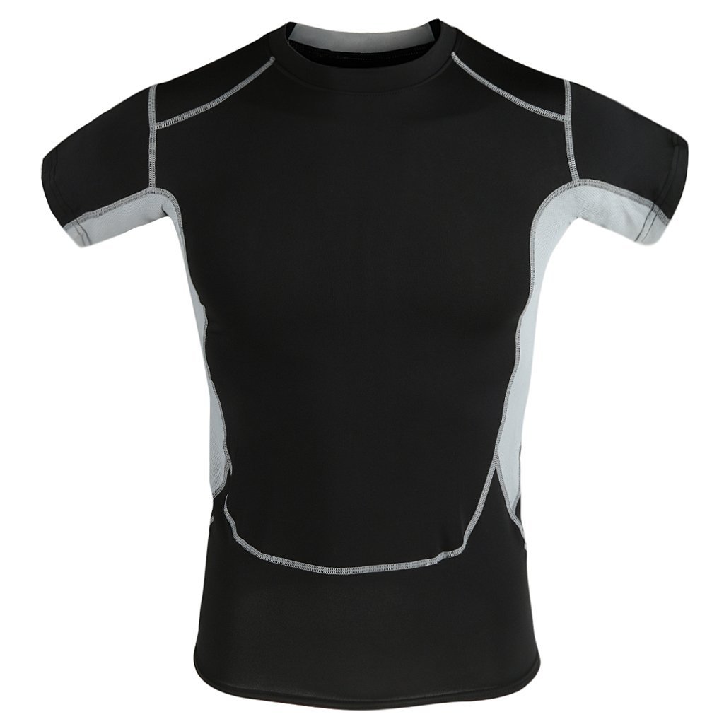 Phenovo Men Gym Compression Fitness Sports Cycling Athletic T-Shirt Tops M Black