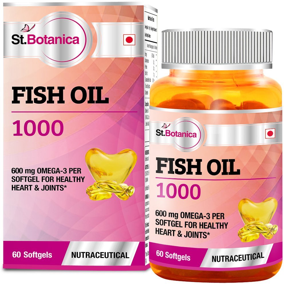 St.Botanica Fish Oil 1000 mg (Double Strength) with 600 mg Omega 3 - 60 Softgels (330mg EPA, 220mg DHA)